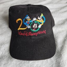NEW Vintage Walt Disney World 2000 Black Adjustable Hat Mickey Donald Duck Goofy