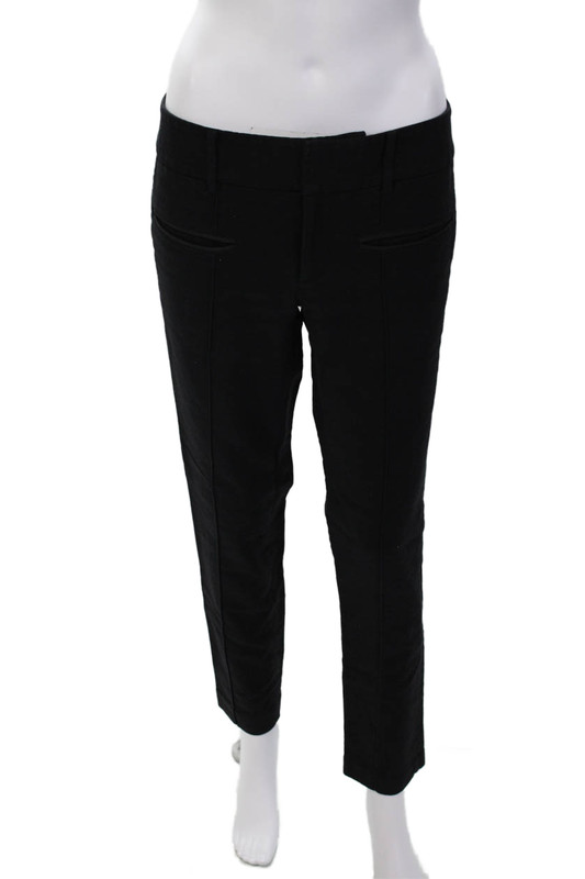 Helmut Lang Womens Cotton High Rise Pleated Skinny Leg Pants Black Size 4