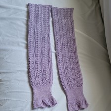 Women  s Purple Knit Leg Warmers, One Size, Knitted Pattern, 1 Pair