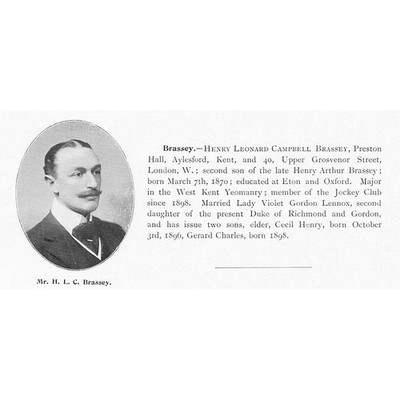 Henry Leonard Campbell Brassey of Preston Hall Aylesford - Antique Print 1904