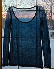 American Eagle Outfitters Favorite Tee Small Long Sleeve Scoop Neck Sheer Y2K