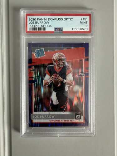 Panini 2020 Donruss Optic Rated Rookies Joe Burrow #151 Purple Shock PSA 9