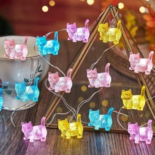 Bartlett Kitty Cat Decorative Lights for Bedroom Cute Animal Outdoor String L...