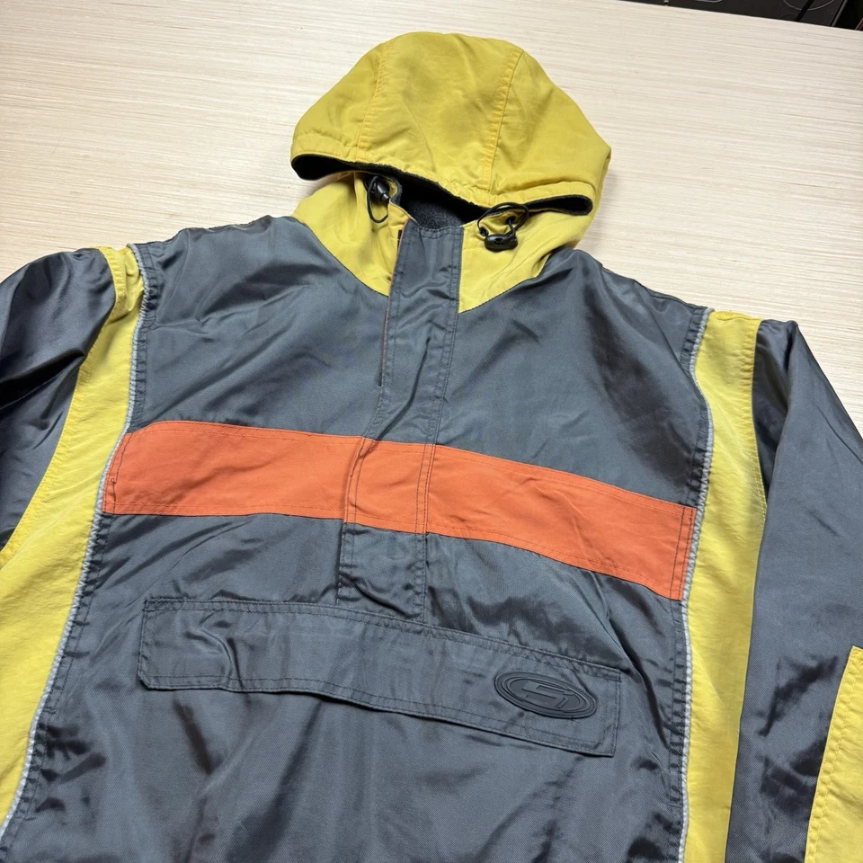 Vintage 90s Y2K Anorak Half Zip Structure Sport Jacket Hooded Medium Fleece Line - Image 2 of 4