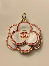 Chanel Flower Zipper Pull Button Stamped Charm