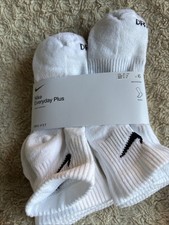 Nike Everyday Plus Ankle Socks 6-Pairs, Size Medium- White SX6899-100 Dri-Fit