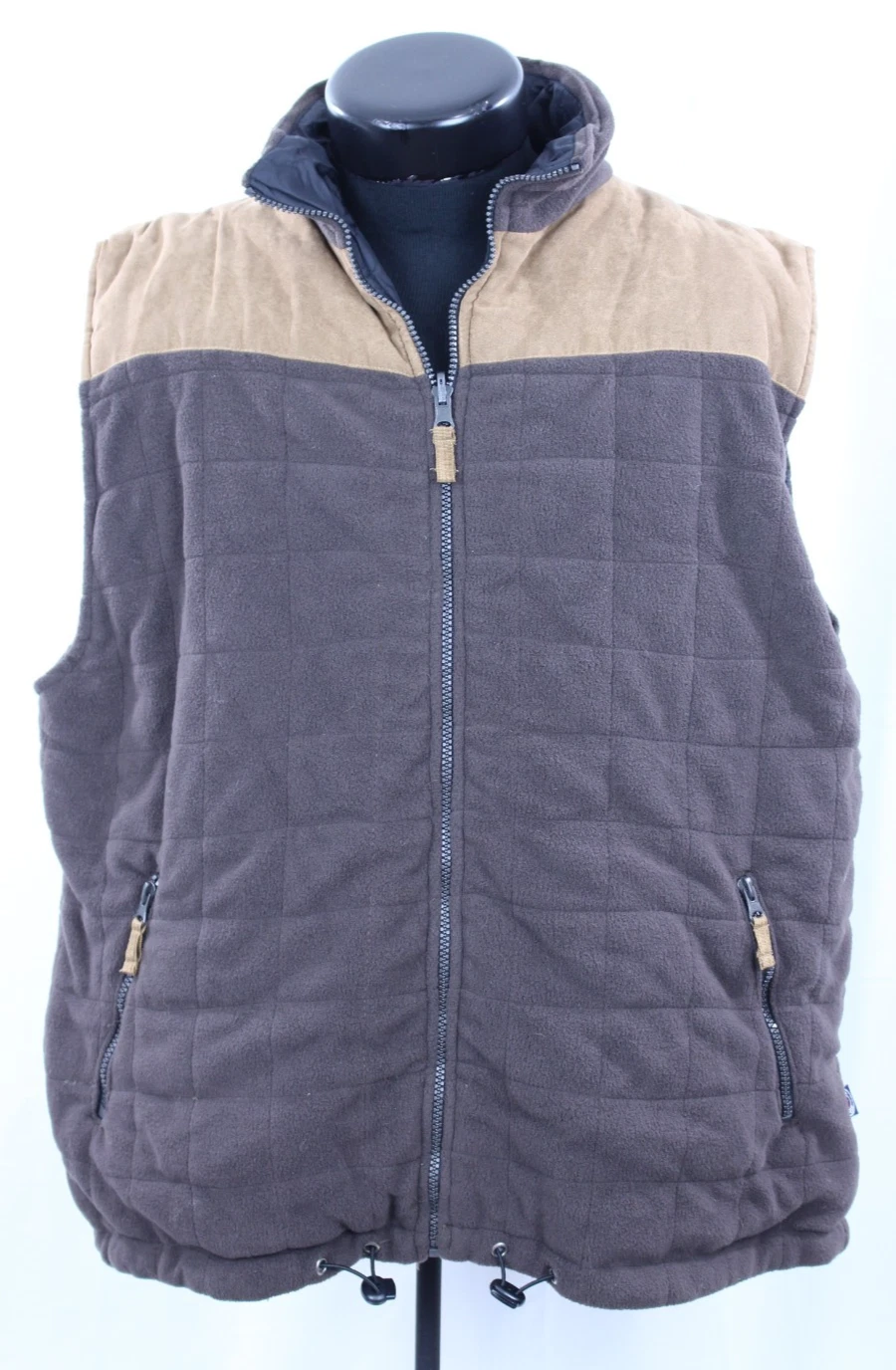 J.G. Hook L Reversible Winter Vest Black Brown 98745 Quilted Smooth Men's Zip Up