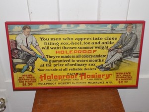 Vintage Holeproof Hosiery Paper Advertising in Frame