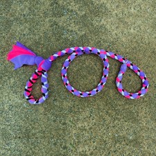 Dog Leash Fleece and Paracord w slip collar, Purple Tie-Dye ov Hot Pink w White