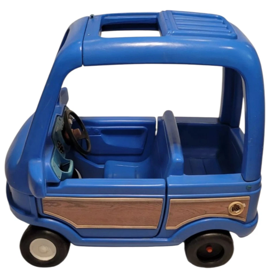Rare Vintage 1990s Little Tikes Woody Ride On Coupe Kids Mini Van Blue USA Made - Image 3 of 4
