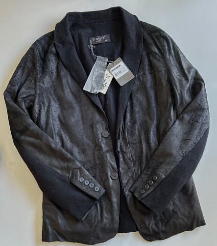 TRANSIT UOMO Jacket M MOTTLED LAMBSKIN Leather Wool Deconstructed Blazer NWT