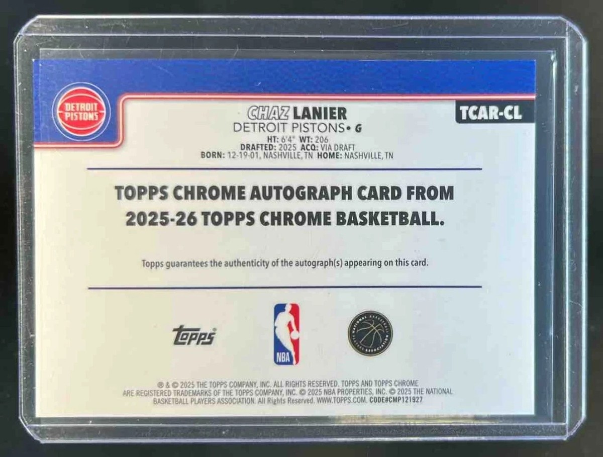 2025-26 Topps Chrome Chaz Lanier Rookie Auto RC Geometric Purple