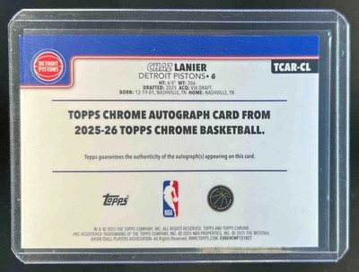 2025-26 Topps Chrome Chaz Lanier Rookie Auto RC Geometric Purple