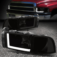 Led L-tube Drl For 94-02 Dodge Ram 1500 2500 3500 Headlight Lamps Blacksmoked Led L-tube Drl For 94-02 Dodge Ram 1500 2500 3500 Headlight Lamps Blacksmoked