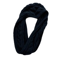 JustFab Black Cable Knit Infinity Scarf   Chunky Cozy Winter Warmer
