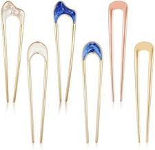 6Pcs U French Hair Pins Women Metal for Hair Bun U Shaped French Twist Pin Gold