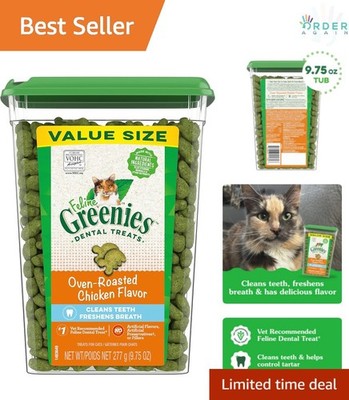 Cat Treats Oven Roasted Chicken Dental Crunch Clean Breath Tartar Reduction
