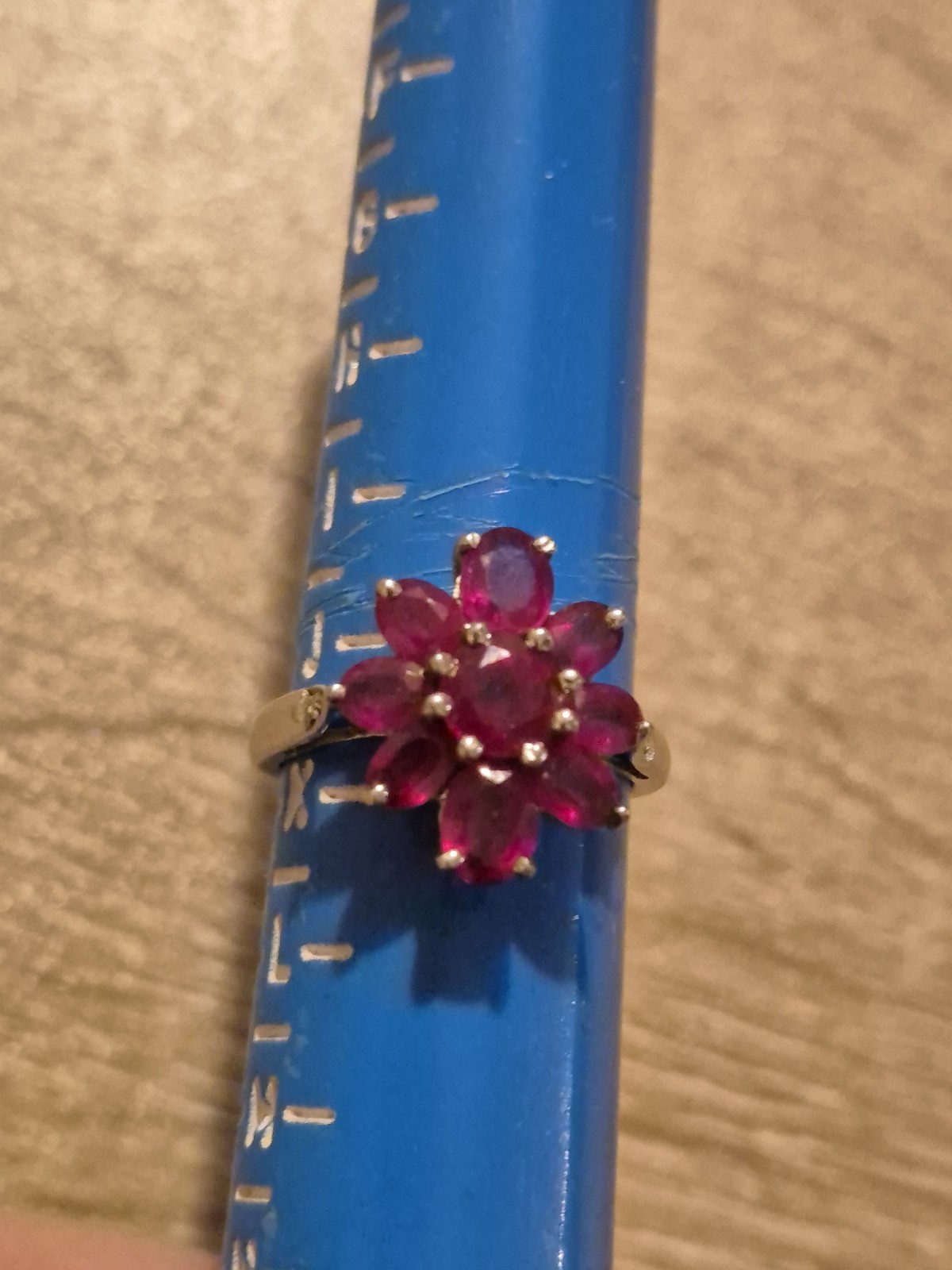 Solid 925 Sterling Silver Natural Ruby Cluster Fl… - image 14