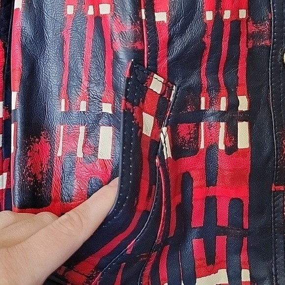 Tory Burch RARE allover painted plaid NWT Buttery Leather Crop jacket large image 4