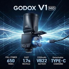 Godox V1 MID Round Head Flash Light Speedlite for Canon Sony Nikon Fuji Camera