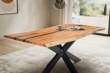 Epoxidharz Esstisch 180x90cm "Varna" Akazie massiv & Metall schwarz NEU OVP!!!