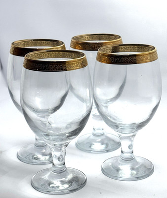 Imperial Home Essentials  Iced Tea/Water Glass Goblets w/ Gold Filigree Band