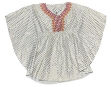 Cabana Life Swimsuit Coverup Dress White Gold Embroidered Beach Girls 7/8 Flaw