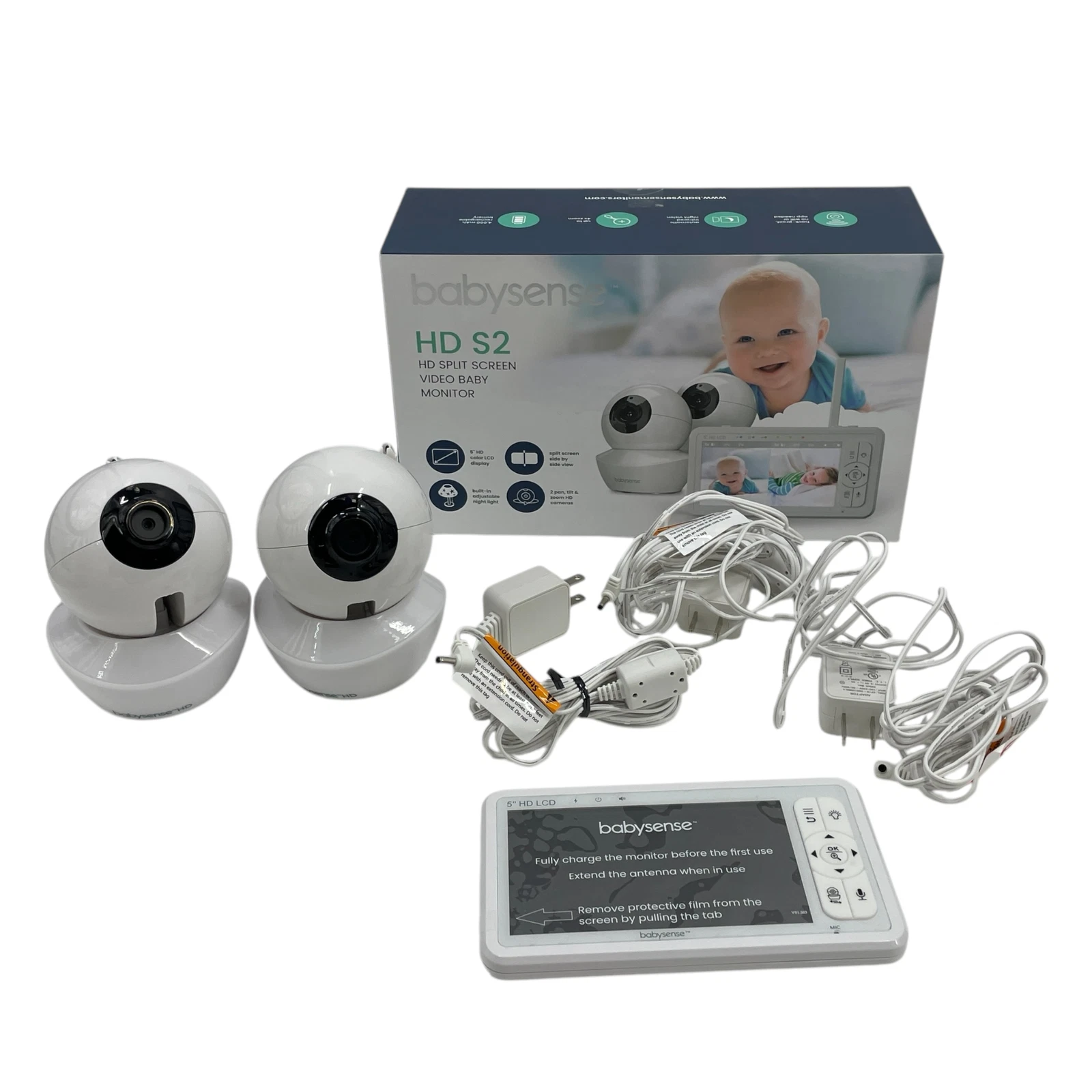 Babysense HD S2 Video Baby Monitor Night Vision- White #BU7741