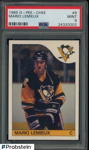 1985-86 O-PEE-CHEE OPC Hockey #9 Mario Lemieux RC Rookie HOF PSA 9 MINT