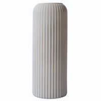 Dekovase Tischvase Glasvase Vase Blumenvase Dunkelbeige 25 Cm Geriffelt Modern