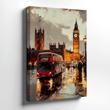 Wall Art London Cityscape Big Ben Abstract Canvas Print Colorful Street Scene