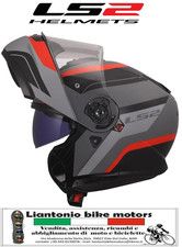CASCO MODULARE LS2 STROBE 2 FF908 MONZA GRIGIO ROSSO DOPPIA VISIERA OMOLOG. P/J