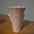 Anchor Hocking VTG Art Deco Style Vase Fire King Pink Peach Vitrock Milk Glass