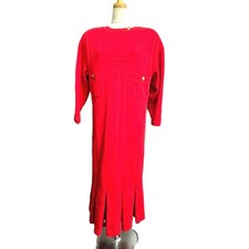 CHANEL CC Mark Vintage Apparel Dress fabric Red/GoldHardware