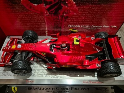 Hot Wheels 1.18 Ferrari F1 GP 2007 Kimi Raikkonen 200th GP win