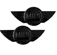 2 X R50 R55 R56 Mini Cooper Metal Bonnet Gloss Black Emblem Boot Badge