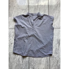 FIGS Technical Collection Scrub Top Womens Small Grey Purple Sleeveless Medical