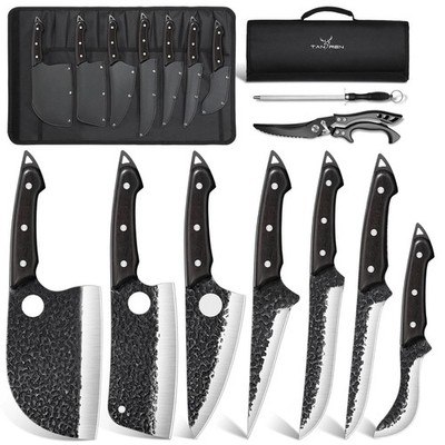Tan Ren 7Pcs Bbq Knife Set Professional Butcher Knives For Meat Cutting Hand
