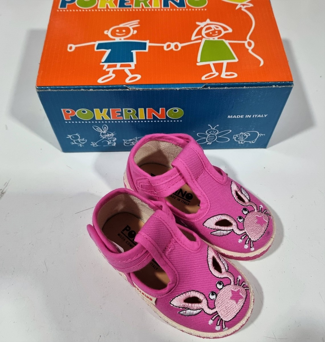 Scarpe Bimba 21 Occhietti Rosa con Velcro in Tela Made in Italy 70