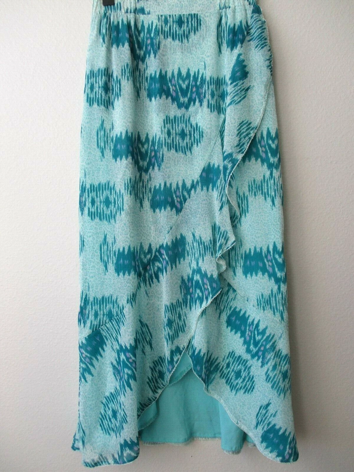 Badgley Mischka Skirt Reversible Green Geometric A Line Mid Calf NWT