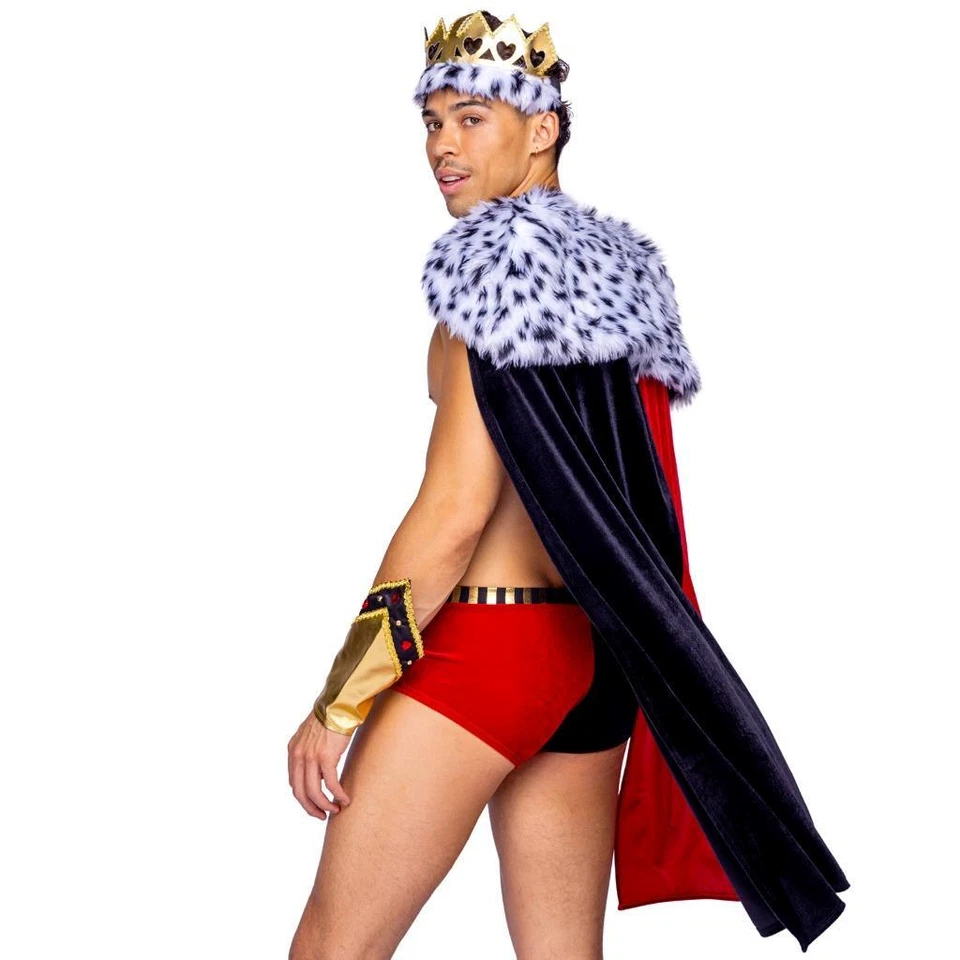 Disfraz Rey de Corazones Capa Piel Sintética Borde Cuello Joyas Medalla Corona Pantalones Cortos 6361 Foto 2 de 4