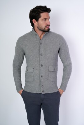 1st American Herren Strickjacke mit Knöpfen 100% Kaschmir Langarm