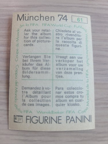 1974 Panini MUNCHEN 74 World Cup TIP TAP Mascotte #61 Figurina STICKER - Foto 2 di 2