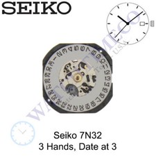 Genuine Seiko 7N32 Watch Movement Date at 3 or 6