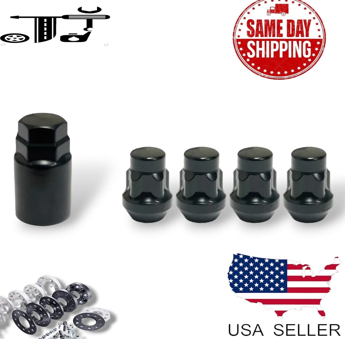4x Chrome 14x1.5 Anti-Theft Wheel Lock Lug Kit Grand Cherokee Wrangler