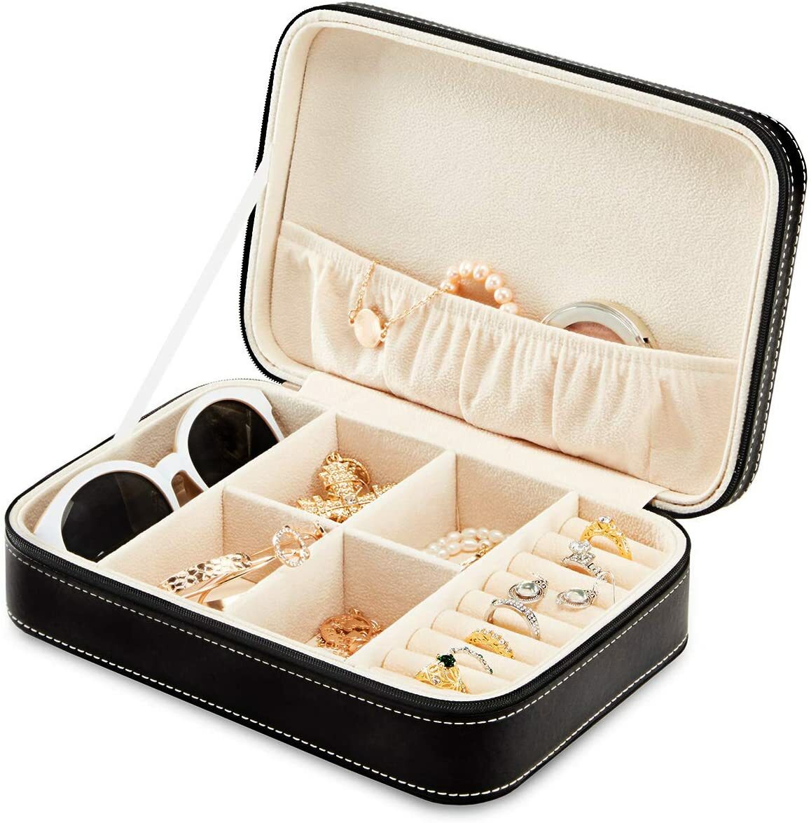 Elegant Leather Jewelry Box for Women - Necklace & Earring Organizer-image