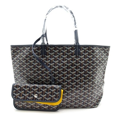 GOYARD Saint Louis PM PVC / Leather Tote Bag Navy Neuware