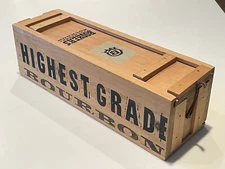 Booker's True Barrel Bourbon Empty Wooden Box w/ Sliding Wood Lid VGUC