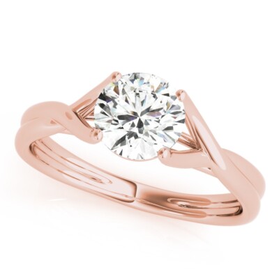 1.00 Ct Round Cut Lab Created Diamond Engagement Ring 14K Solid Rose Gold B