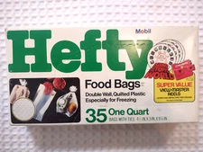 Hefty 35-Count One Quart Food Bags w/Ties NOS 1970s Vintage UNOPENED
